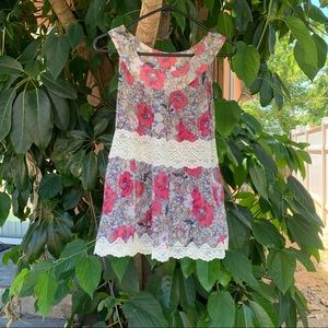 Anna Sui X Anthropologie Sheer Silk Lace Floral Boho Tank Top!